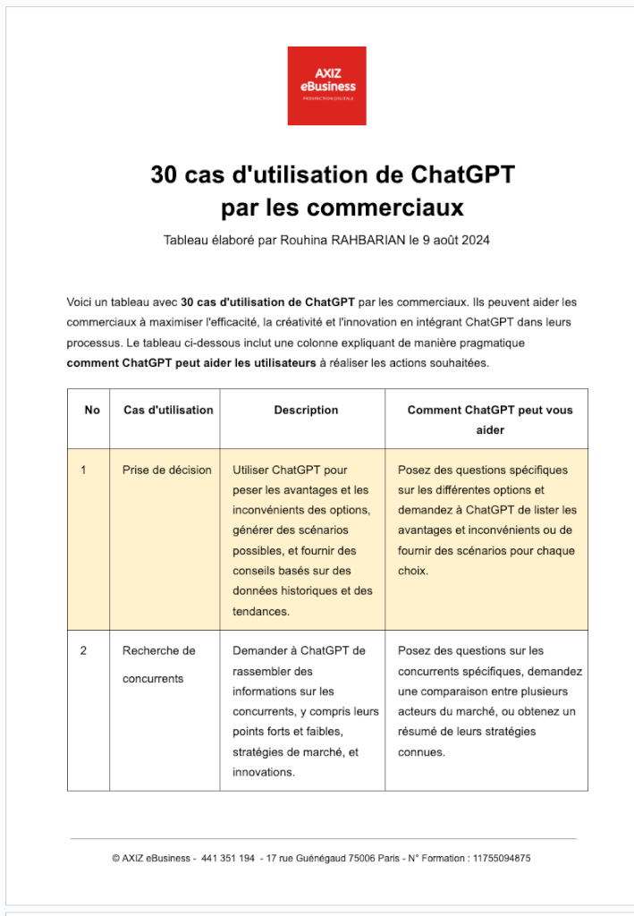 30 cas usage chatgpt par les commerciaux